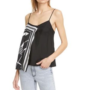 Rag & Bone Isadora Silk Blend Cami Top Black White 6 NWT